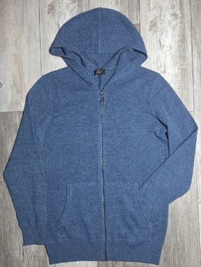 Silk & Cashmere Men's Nevada 100% Cashmere Zip-up Hooded Sweater Sz Sm